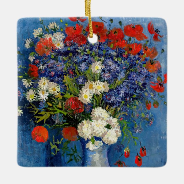 Vincent van Gogh - Vase mit Cornblumen & Poppies Keramikornament (Vorderseite)