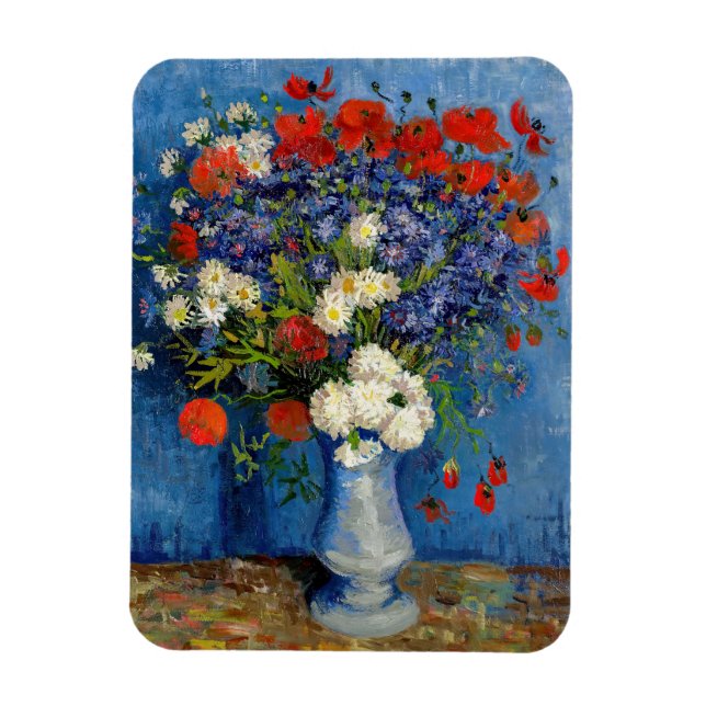 Vincent van Gogh - Vase mit Cornblumen & Poppies Magnet (Vertikal)