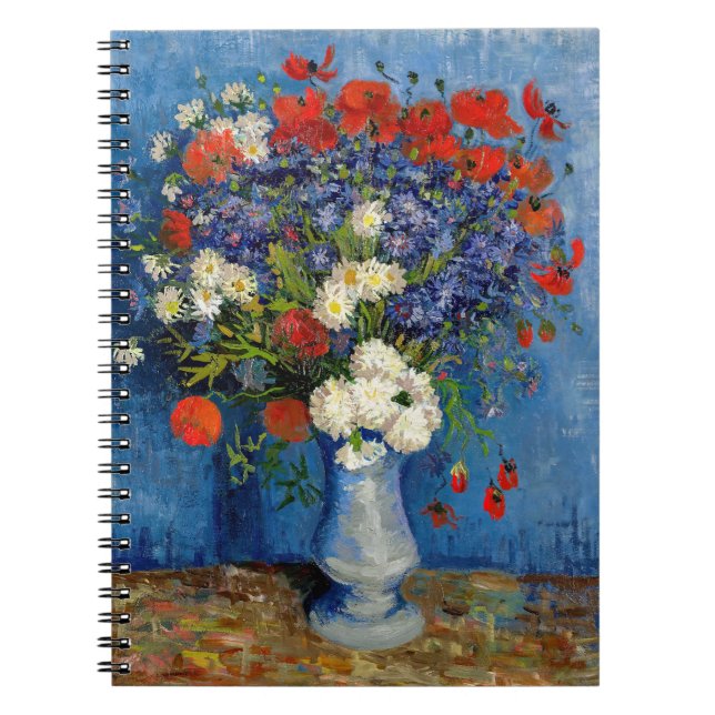 Vincent van Gogh - Vase mit Cornblumen & Poppies Notizblock (Vorderseite)