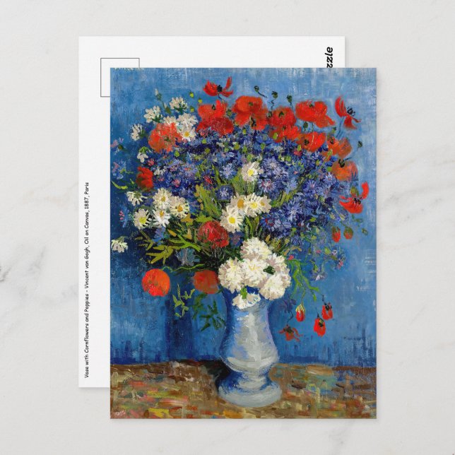 Vincent van Gogh - Vase mit Cornblumen & Poppies Postkarte (Vorne/Hinten)