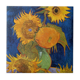 Vincent van Gogh - Vase mit fünf Sonnenblumen Fliese