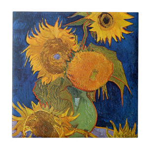Vincent van Gogh - Vase mit fünf Sonnenblumen Fliese