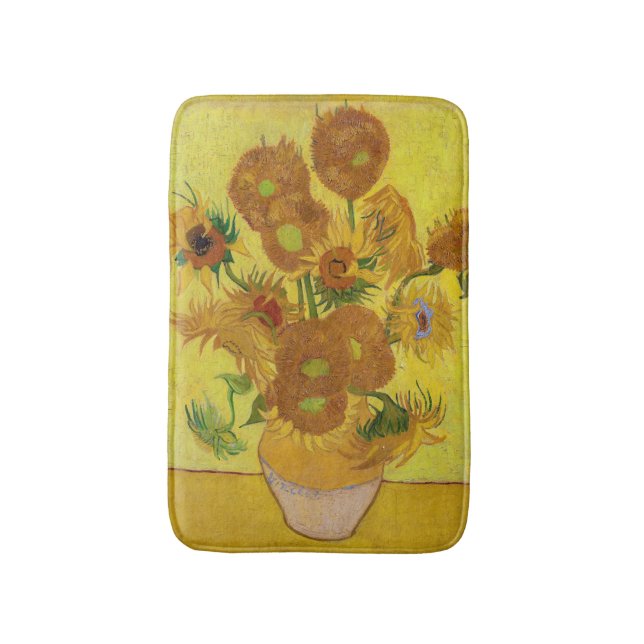 Vincent van Gogh - Vase mit fünfzehn Sonnenblumen Badematte (Vorderseite Vertikal)