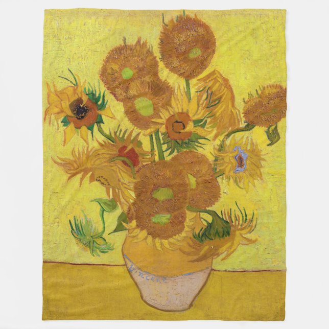 Vincent van Gogh - Vase mit fünfzehn Sonnenblumen Fleecedecke (Vorderseite)
