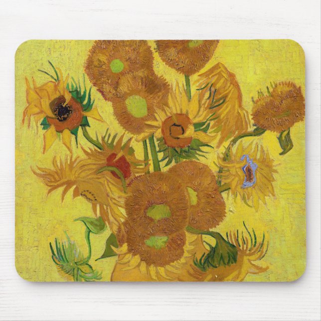 Vincent van Gogh - Vase mit fünfzehn Sonnenblumen Mousepad (Vorne)