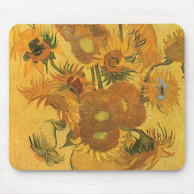 Vincent van Gogh - Vase mit fünfzehn Sonnenblumen Mousepad (Vorne)