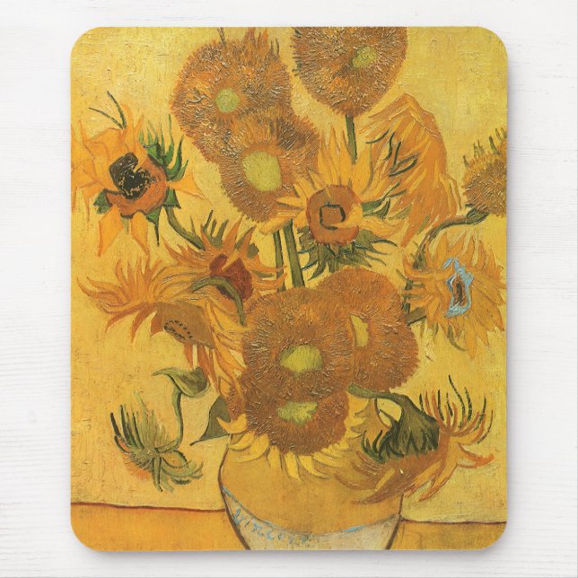 Vincent van Gogh - Vase mit fünfzehn Sonnenblumen Mousepad (Vorne)