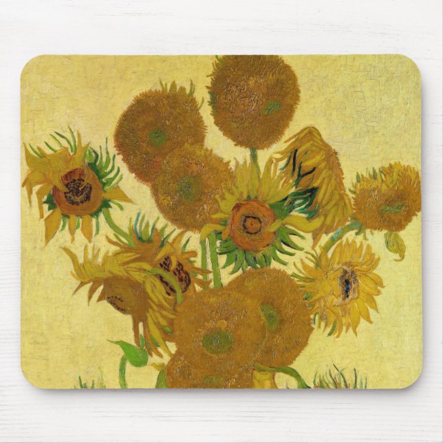 Vincent van Gogh - Vase mit fünfzehn Sonnenblumen Mousepad (Vorne)