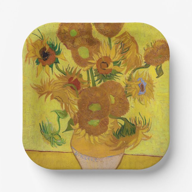 Vincent van Gogh - Vase mit fünfzehn Sonnenblumen Pappteller (Vorderseite)