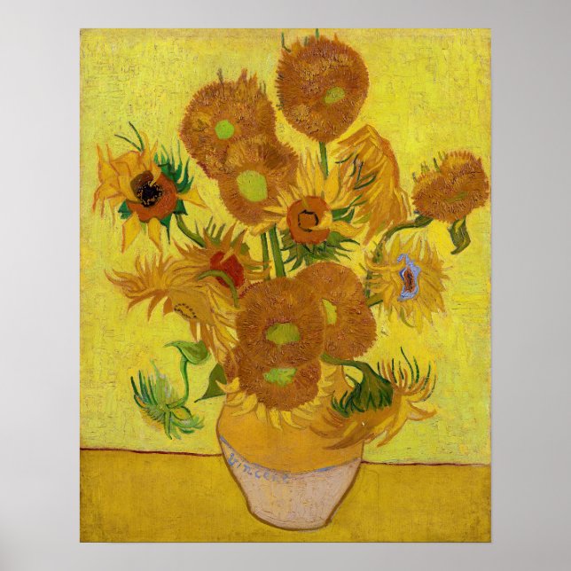 Vincent van Gogh - Vase mit fünfzehn Sonnenblumen Poster (Vorne)
