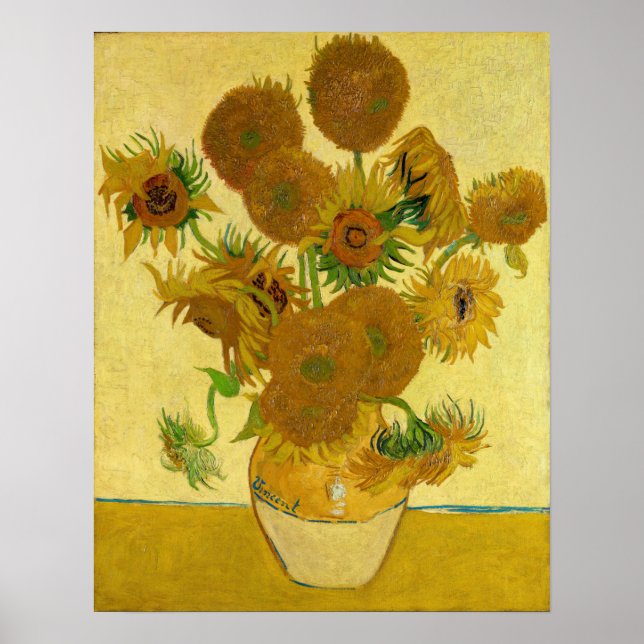 Vincent van Gogh - Vase mit fünfzehn Sonnenblumen Poster (Vorne)