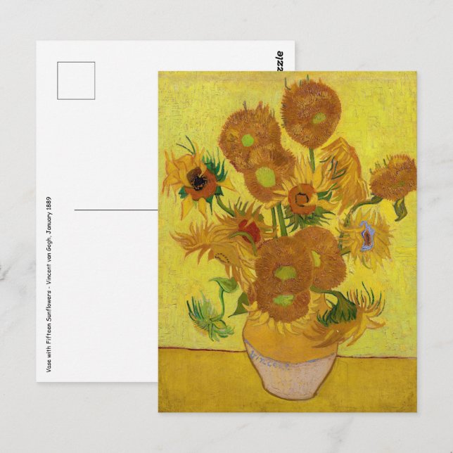 Vincent van Gogh - Vase mit fünfzehn Sonnenblumen Postkarte (Vorne/Hinten)