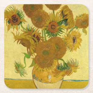 Vincent van Gogh - Vase mit fünfzehn Sonnenblumen Rechteckiger Pappuntersetzer