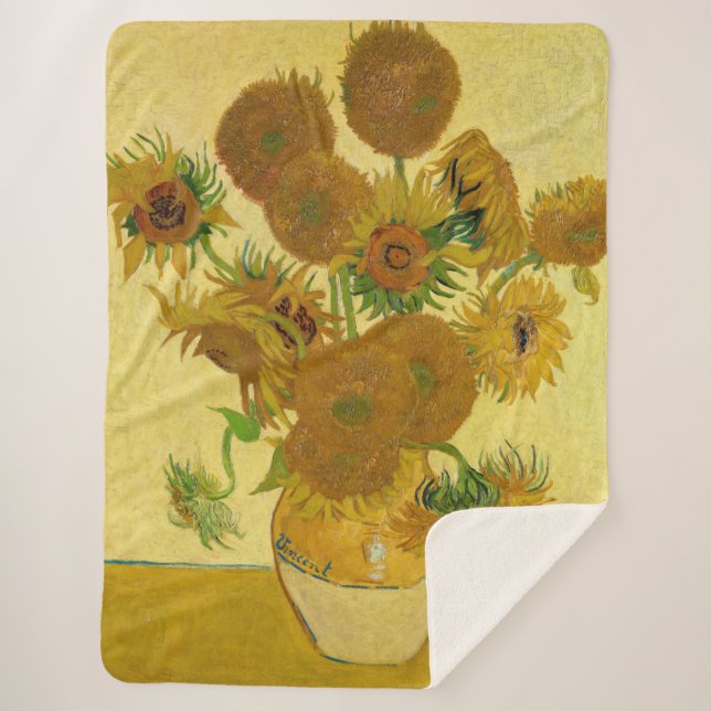 Vincent van Gogh - Vase mit fünfzehn Sonnenblumen Sherpadecke (Vorderseite)