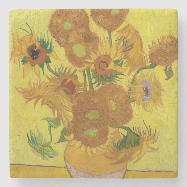 Vincent van Gogh - Vase mit fünfzehn Sonnenblumen Steinuntersetzer (Vorderseite)