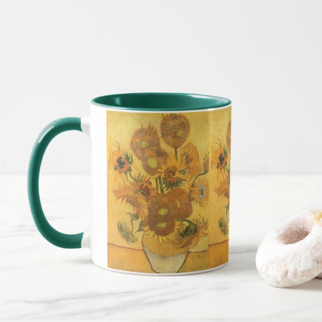 Vincent van Gogh - Vase mit fünfzehn Sonnenblumen Tasse (Mit Donut)