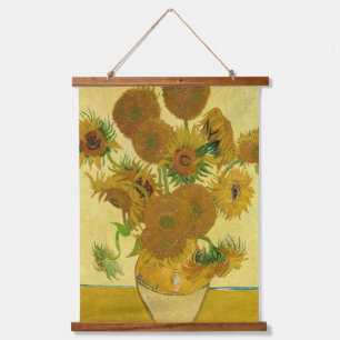 Vincent van Gogh - Vase mit fünfzehn Sonnenblumen Wandteppich Mit Holzrahmen
