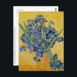 Vincent van Gogh - Vase mit Iren Postkarte<br><div class="desc">Vase with Irises,  Gelber Hintergrund - Vincent van Gogh,  Oil on Leinwand,  1890,  Saint-Remy</div>