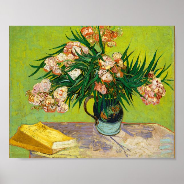 Vincent Van Gogh Vase mit Oleandern und Büchern Poster (Vorne)