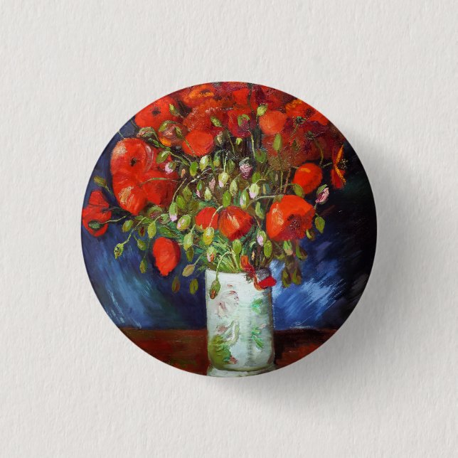 Vincent Van Gogh Vase mit Red Poppies Fine Art Button (Vorderseite)