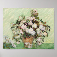 Vincent Van Gogh Vase mit rosa Rosen und florale K