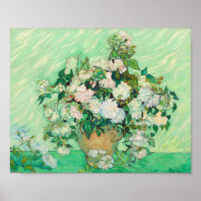 Vincent Van Gogh Vase mit rosa Roses Fine Art Poster (Vorne)