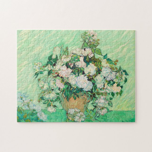 Vincent Van Gogh Vase mit rosa Roses Fine Art Puzzle (Horizontal)