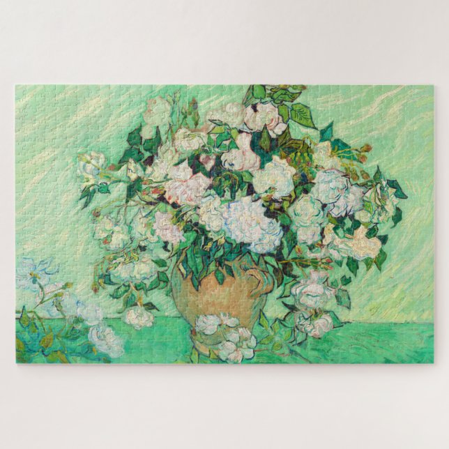 Vincent Van Gogh Vase mit rosa Roses Fine Art Puzzle (Horizontal)