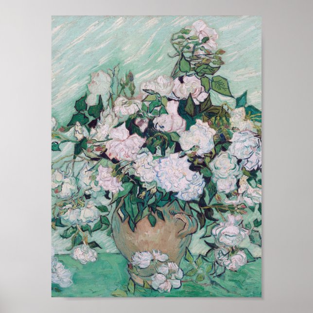 Vincent Van Gogh - Vase mit Rose, 1890 Poster (Vorne)