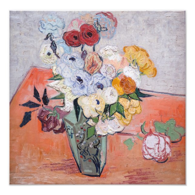 Vincent van Gogh - Vase mit Rose und Anemonen Fotodruck (Vorne)