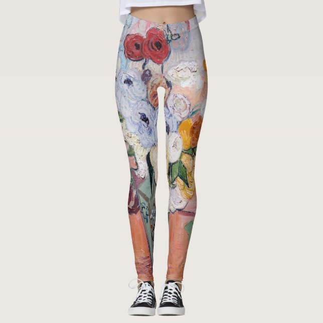 Vincent van Gogh - Vase mit Rose und Anemonen Leggings (Vorderseite)