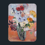 Vincent van Gogh - Vase mit Rose und Anemonen Magnet<br><div class="desc">Stillleben / Japanische Vase mit Rose und Anemonen - Vincent van Gogh,  1890</div>