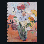 Vincent van Gogh - Vase mit Rose und Anemonen Notizblock<br><div class="desc">Stillleben / Japanische Vase mit Rose und Anemonen - Vincent van Gogh,  1890</div>