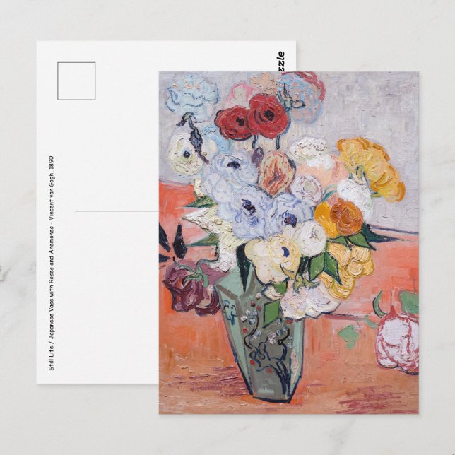 Vincent van Gogh - Vase mit Rose und Anemonen Postkarte (Vorne/Hinten)