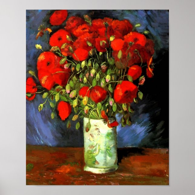Vincent Van Gogh Vase mit roten Pfefferchen Blumen Poster (Vorne)