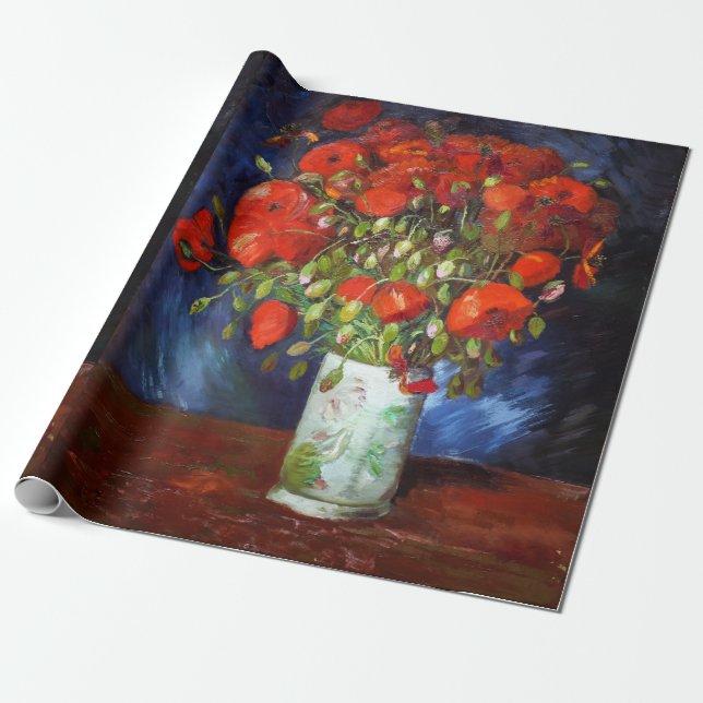 Vincent Van Gogh Vase mit roten Poppies Geschenkpapier (Ungerollt)