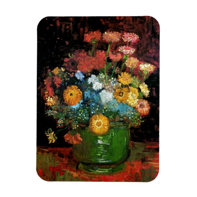 Vincent van Gogh - Vase mit Zinnias-schöner Kunst Magnet (Vertikal)