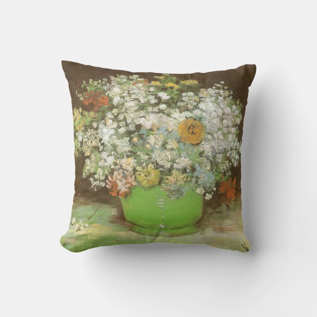 Vincent van Gogh - Vase mit Zinnias und Blume Kissen (Vorderseite)