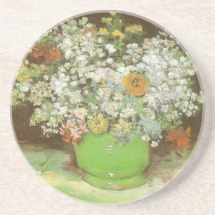 Vincent van Gogh - Vase mit Zinnias und Blume Sandstein Untersetzer