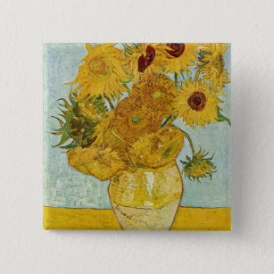 Vincent Van Gogh - Vase mit zwölf Sonnenblumen Button