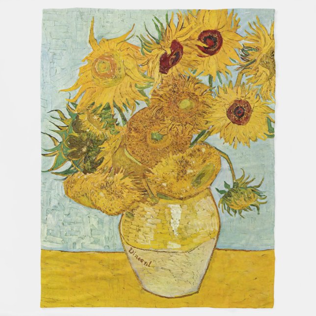 Vincent Van Gogh - Vase mit zwölf Sonnenblumen Fleecedecke (Vorderseite)