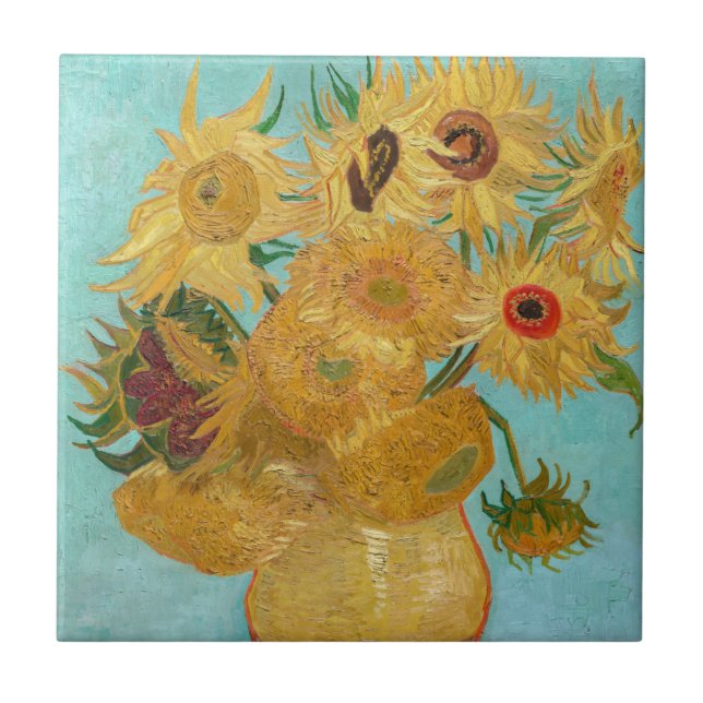 Vincent Van Gogh - Vase mit zwölf Sonnenblumen Fliese (Vorderseite)
