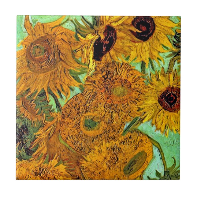 Vincent Van Gogh - Vase mit zwölf Sonnenblumen Fliese (Vorderseite)