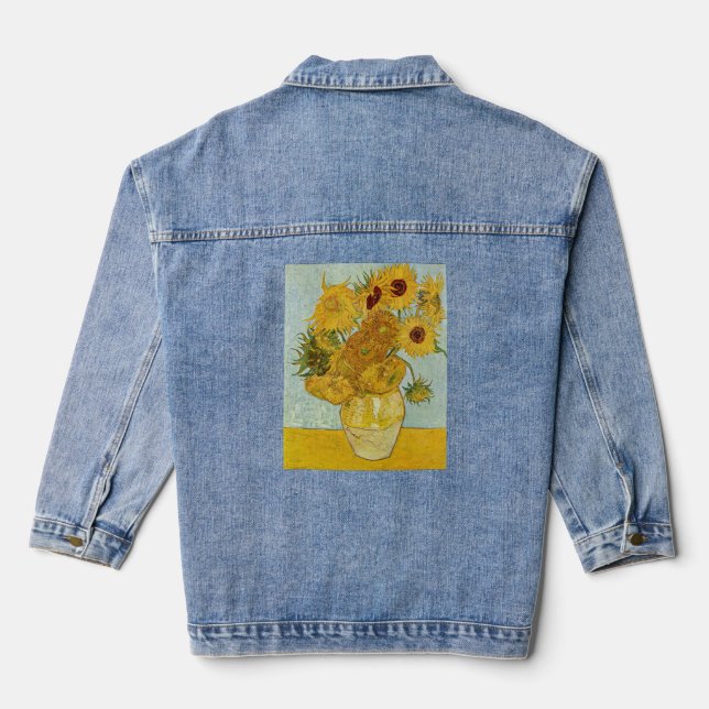 Vincent Van Gogh - Vase mit zwölf Sonnenblumen Jeansjacke (Rückseite)