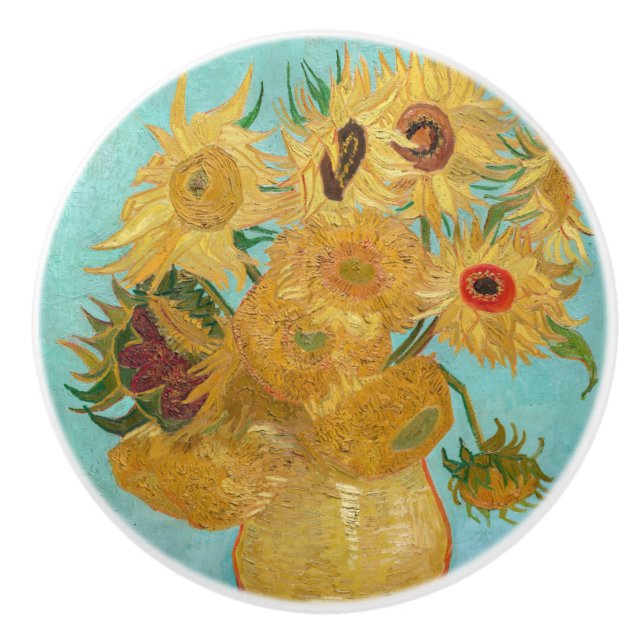 Vincent Van Gogh - Vase mit zwölf Sonnenblumen Keramikknauf (Vorderseite)