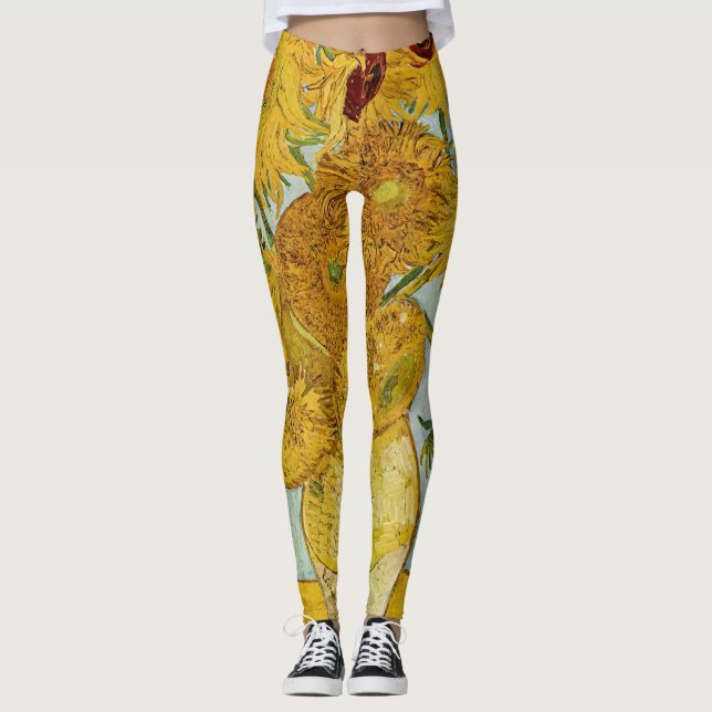 Vincent Van Gogh - Vase mit zwölf Sonnenblumen Leggings (Vorderseite)