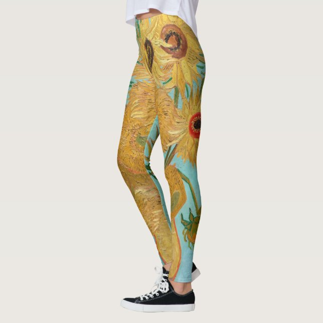 Vincent Van Gogh - Vase mit zwölf Sonnenblumen Leggings (Links)