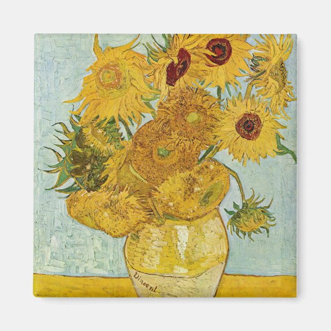 Vincent Van Gogh - Vase mit zwölf Sonnenblumen Magnet (Vorne)