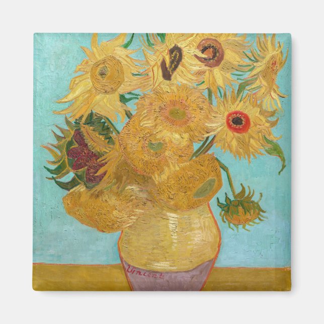 Vincent Van Gogh - Vase mit zwölf Sonnenblumen Magnet (Vorne)