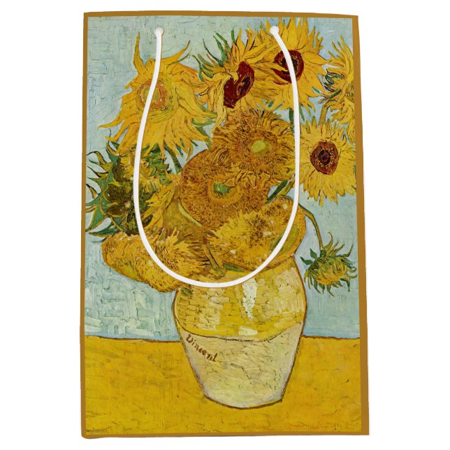 Vincent Van Gogh - Vase mit zwölf Sonnenblumen Mittlere Geschenktüte (Vorderseite)
